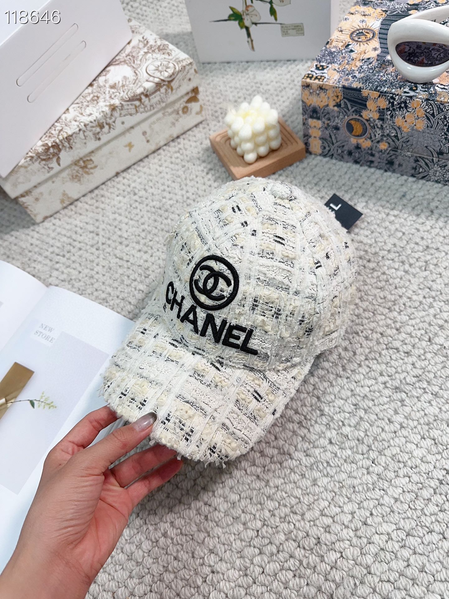 Woolen fabric small fragrant style baseball cap XC0823110804