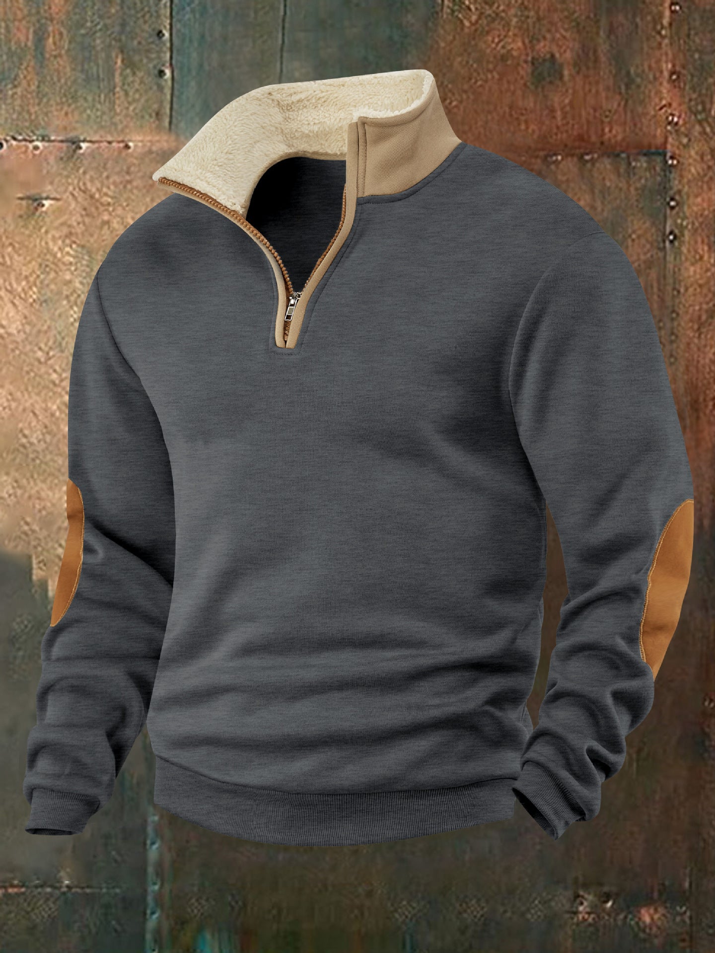 Retro patchwork embroidered men's knitted sweater