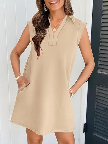 New Fashion Polo Collar Short Sleeve Dress Women