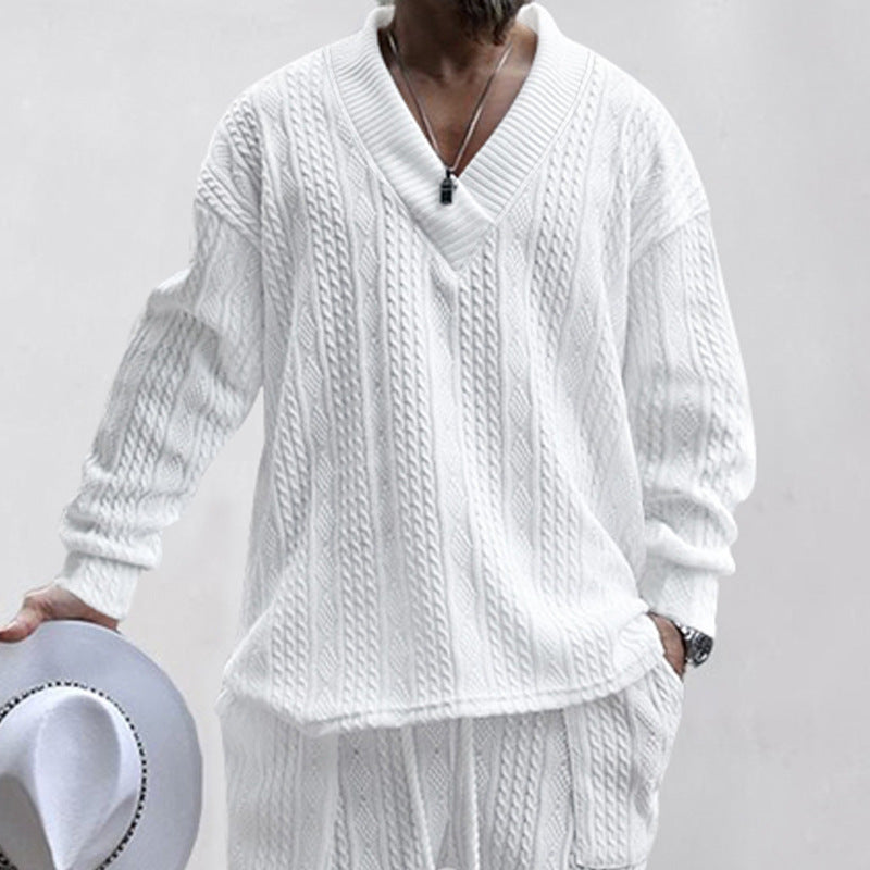 Spring and Autumn Men's jacquard knitted sweater