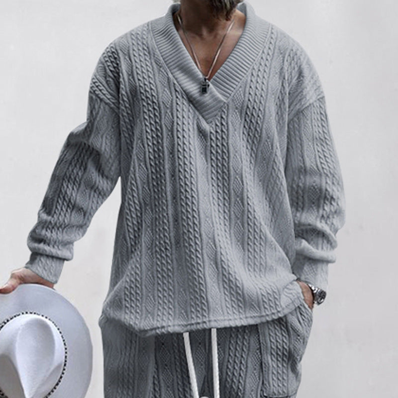 Spring and Autumn Men's jacquard knitted sweater