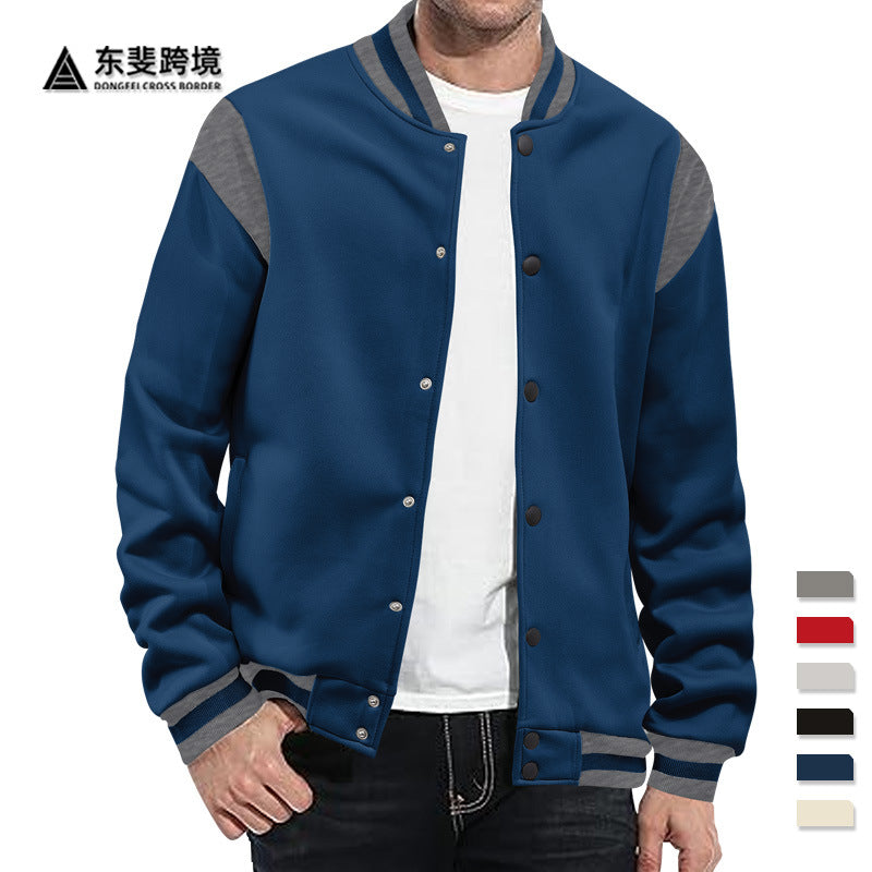 Wool cardigan with buttoned buttons baseball jacket