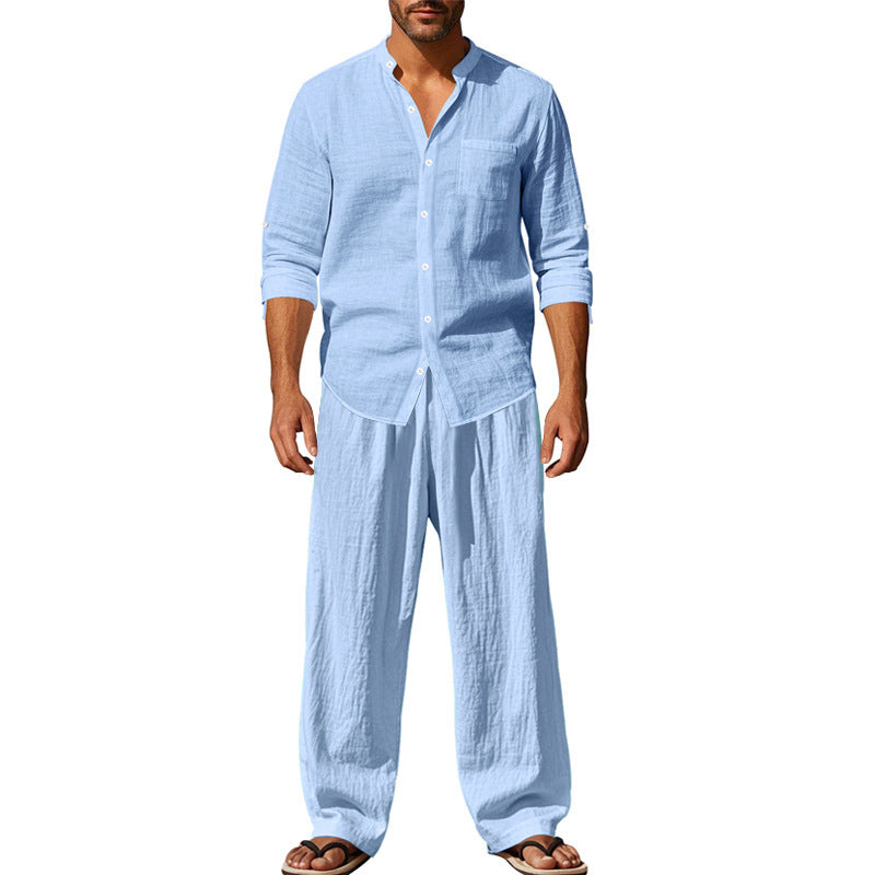 Linen casual men's beach suit