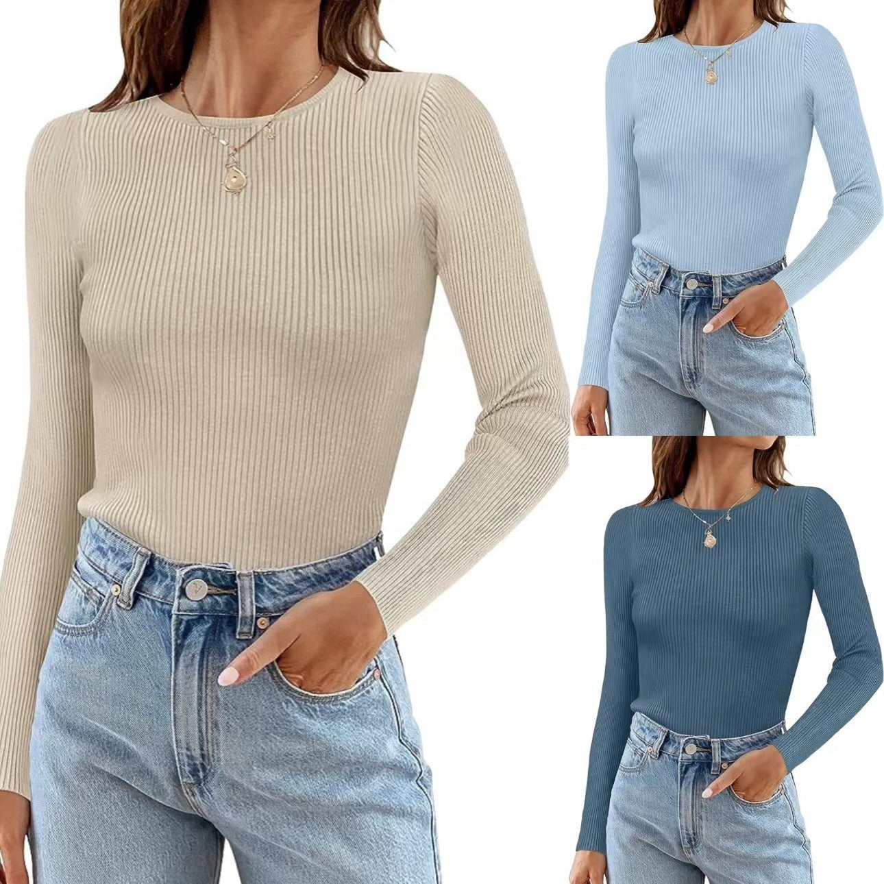 New Striped Long Sleeve Regular Top T-Shirt Women