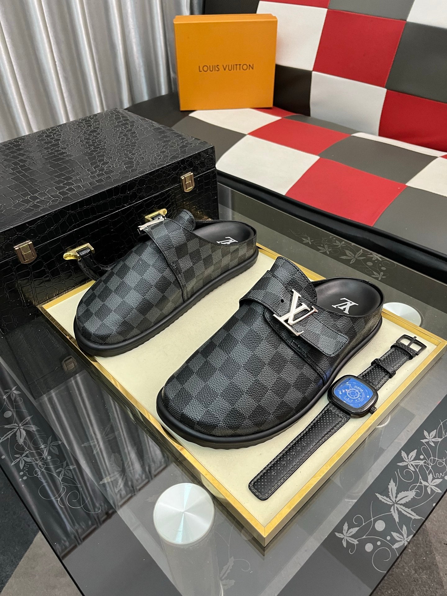 Lvv fashion casual plaid slippers 0725082903