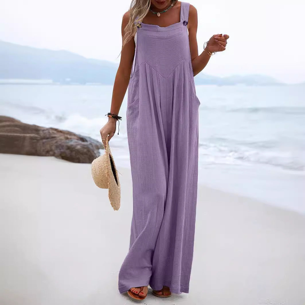 New Sleeveless Wide-Leg Button For Women