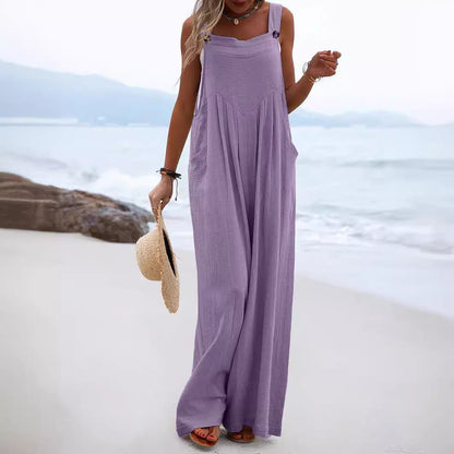 New Sleeveless Wide-Leg Button For Women