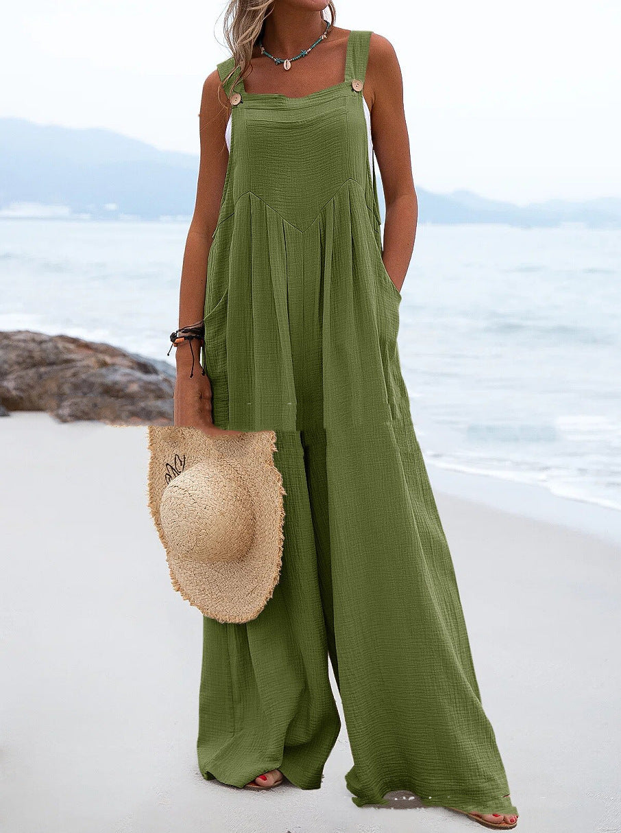 New Sleeveless Wide-Leg Button For Women