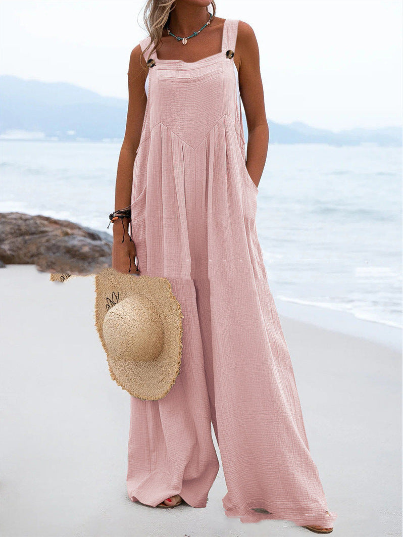 New Sleeveless Wide-Leg Button For Women