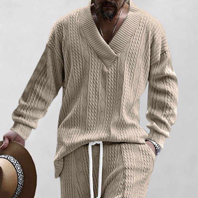 Spring and Autumn Men's jacquard knitted sweater