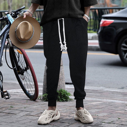 Men's jacquard plus-size drawstring pants