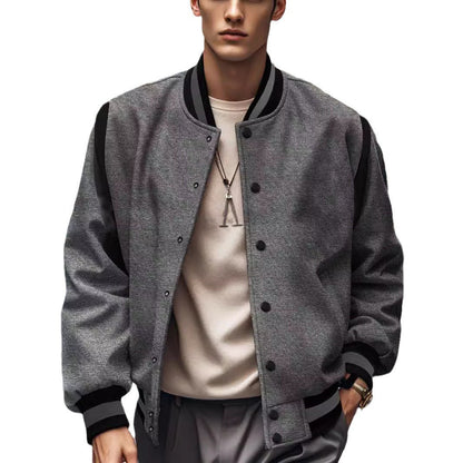 Wool cardigan with buttoned buttons baseball jacket