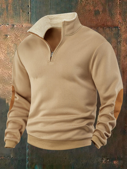 Retro patchwork embroidered men's knitted sweater