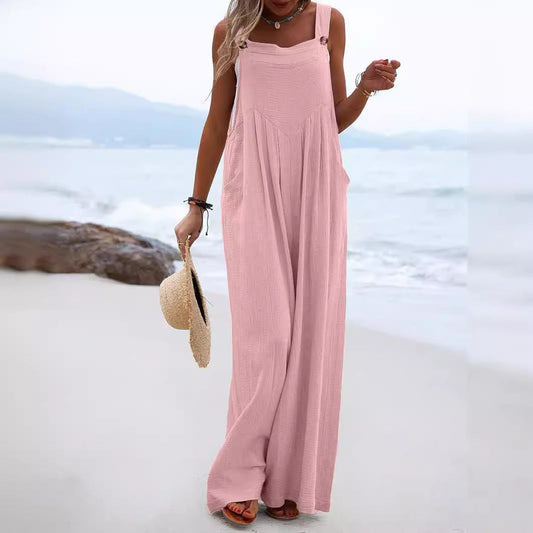 New Sleeveless Wide-Leg Button For Women